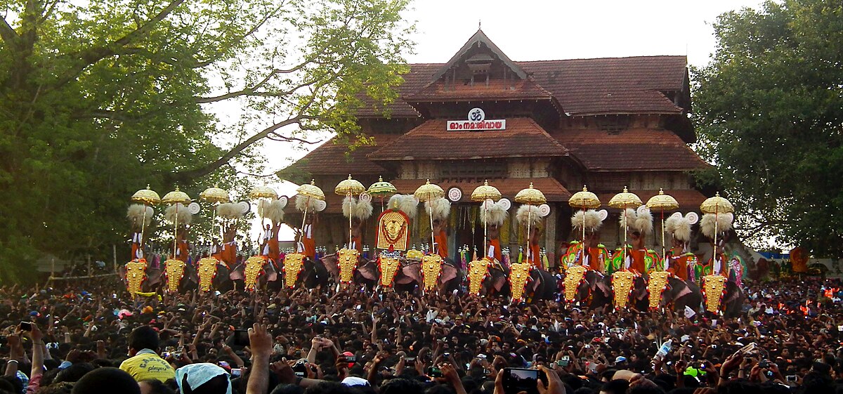 Thrissur Pooram at Thrissur Pooram - Traditional Kerala festival celebration